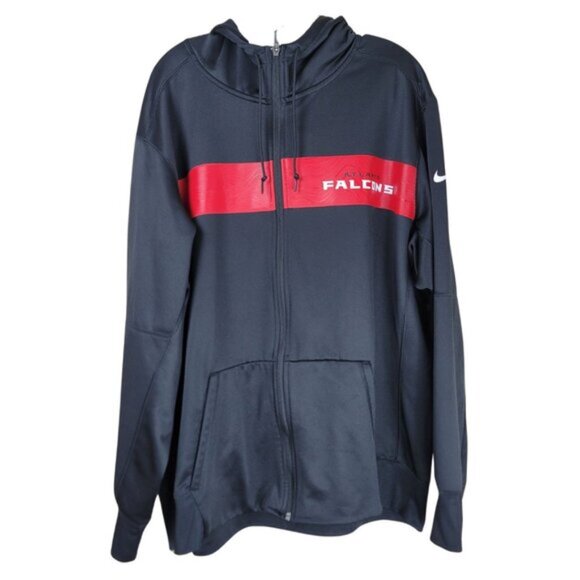 Nike Men's Black and Red Falcons Zip Hoodie - Picture 3 of 12